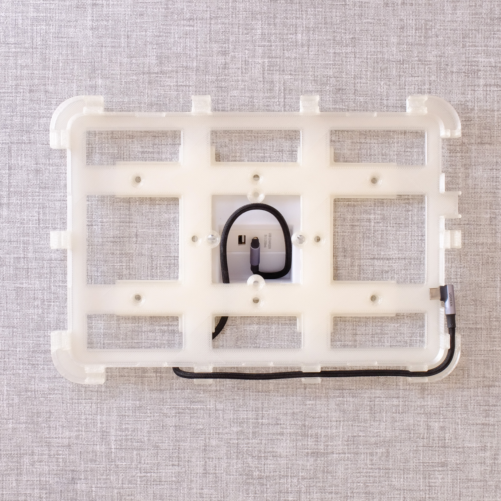 Hidden USB Euro module behind tablet wall mount UK