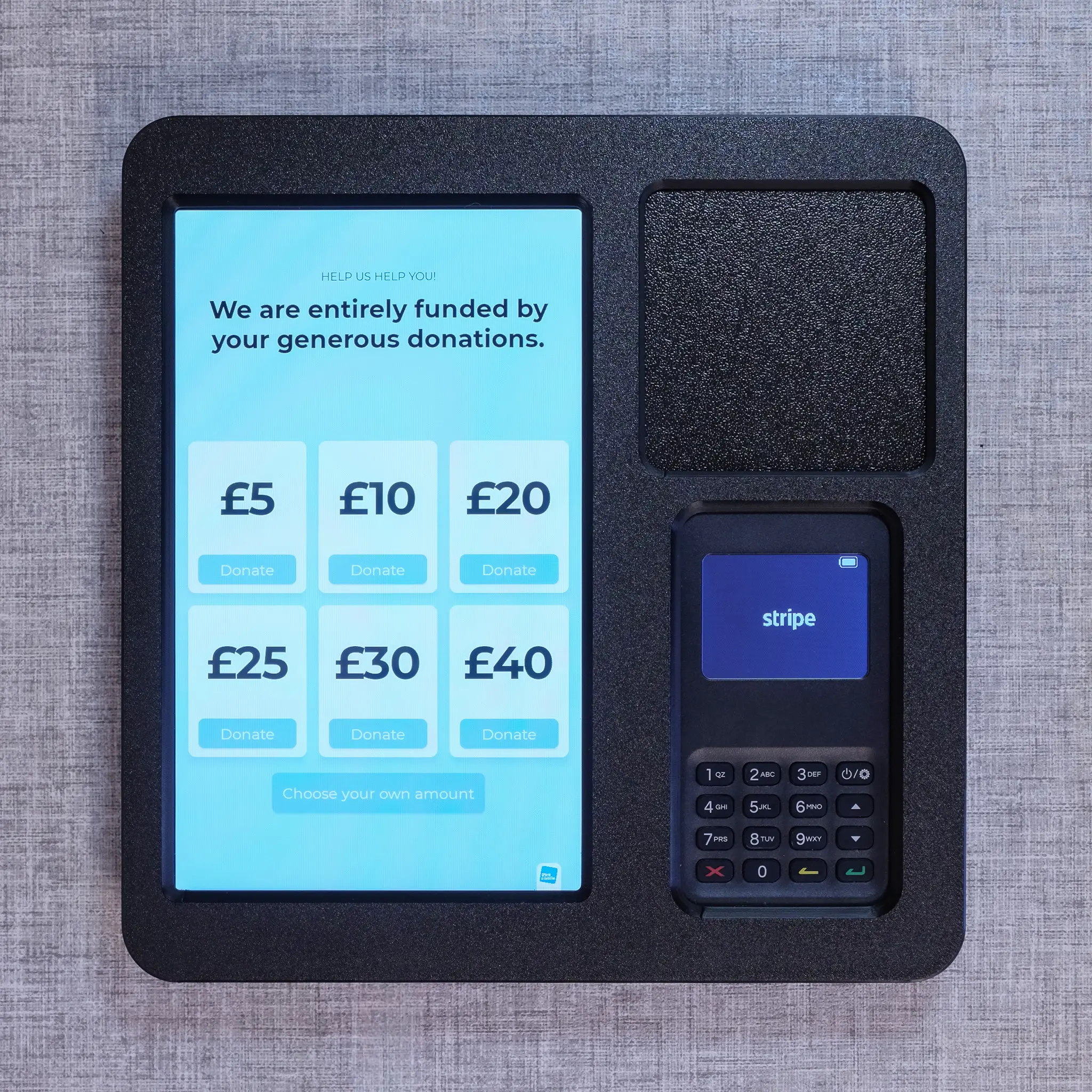LT1 Give A Little DIY Donation Enclosure - Stripe Cable Management - Black - Wall Mounted